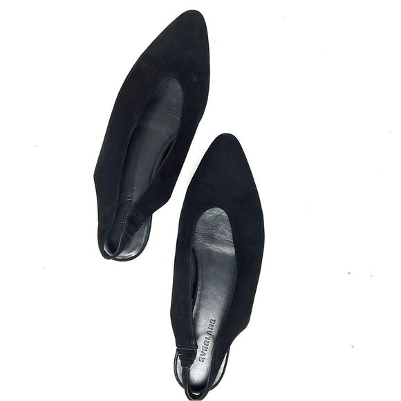 Everlane The V Slingback Black Suede Flats Sandals Sz 9.5 - Picture 1 of 8